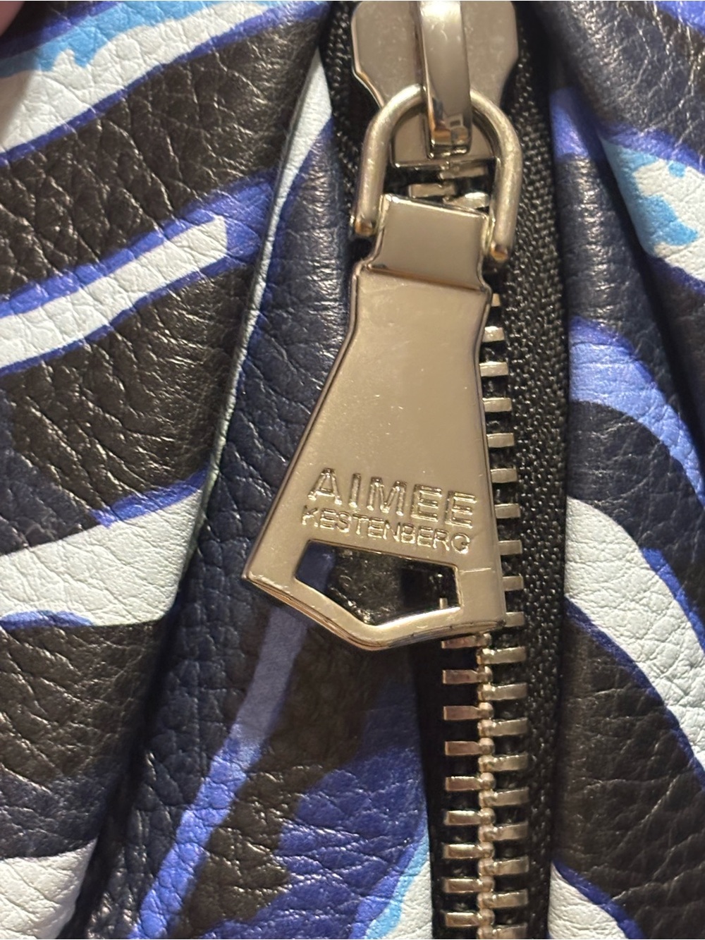 Aimee Kestenberg Blue and Black Zebra Print Leather CrossbodyTamitha - Picture 2 of 16